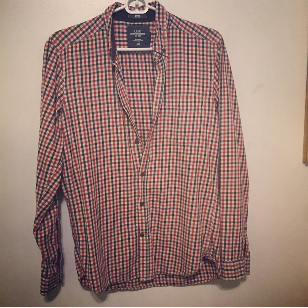 H&M oversized plaid checkered top button up